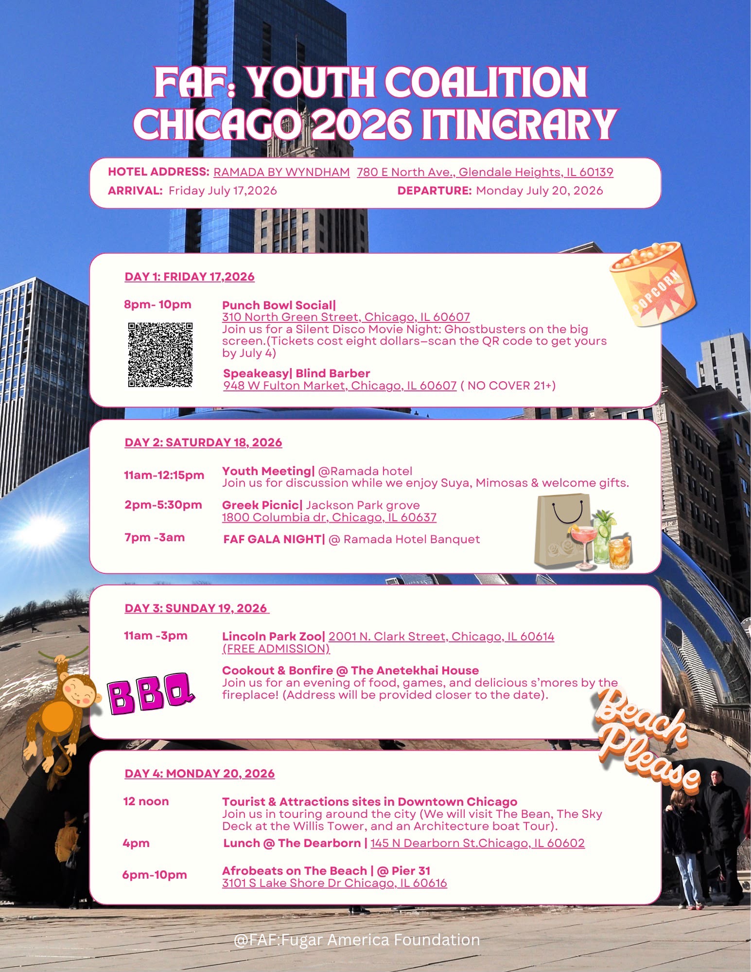 FAF Youth Coalition Chicago 2026 full itinerary poster